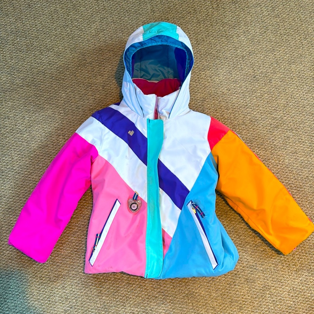 Obermeyer girls ski jacket, insulated- warm and cute